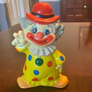 Vintage Plastic Clown Coin/Money Bank